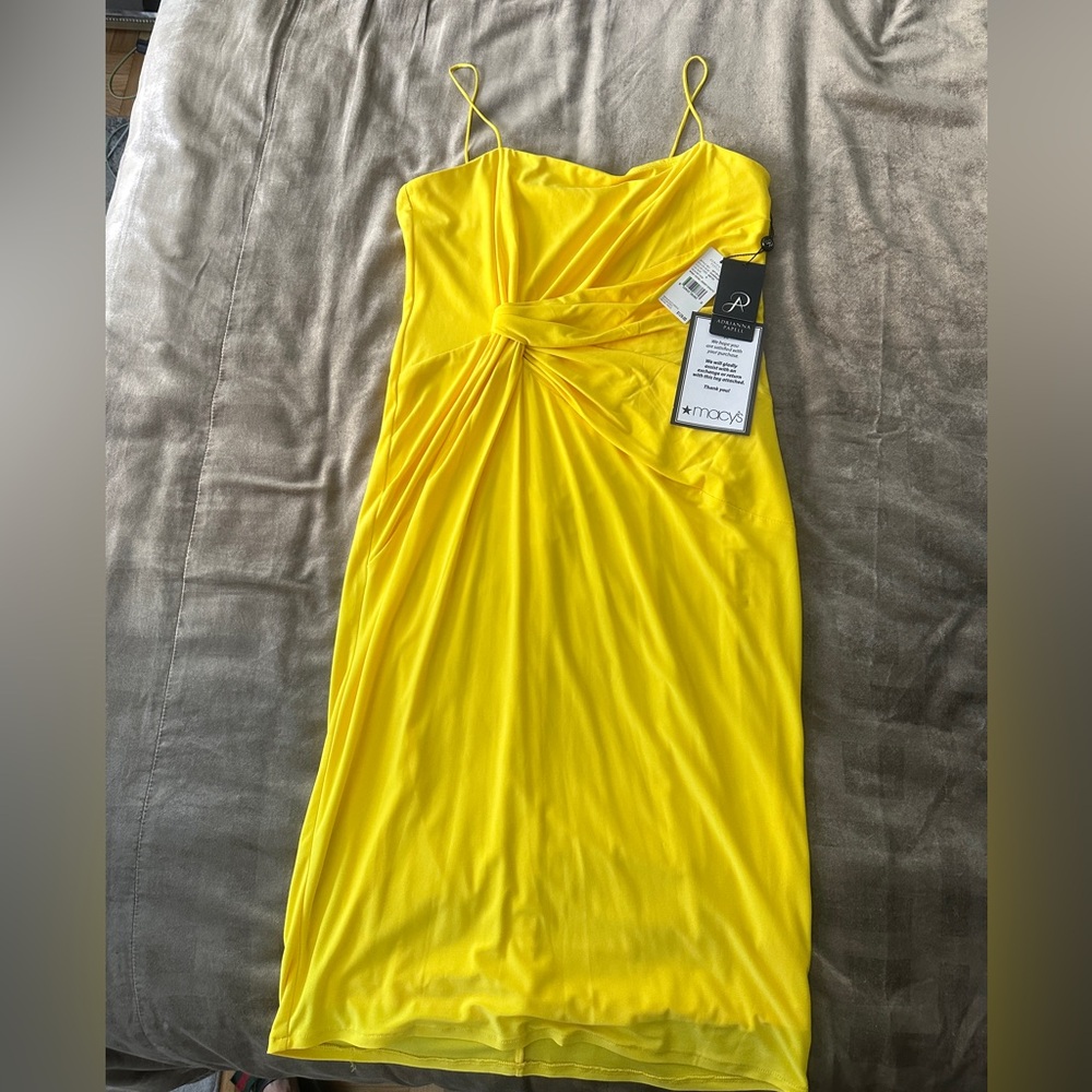 Adrianna Papell Yellow Midi Dress